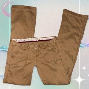 vtg early y2k hollister 97% cotton preppy low rise skinny bootcut khakis, sz 1